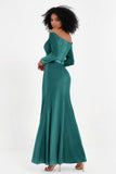 Off the Shoulder Velvet Formal Evening Dresses with Sash Long Prom Party Gowns