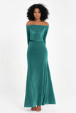 Off the Shoulder Velvet Formal Evening Dresses with Sash Long Prom Party Gowns