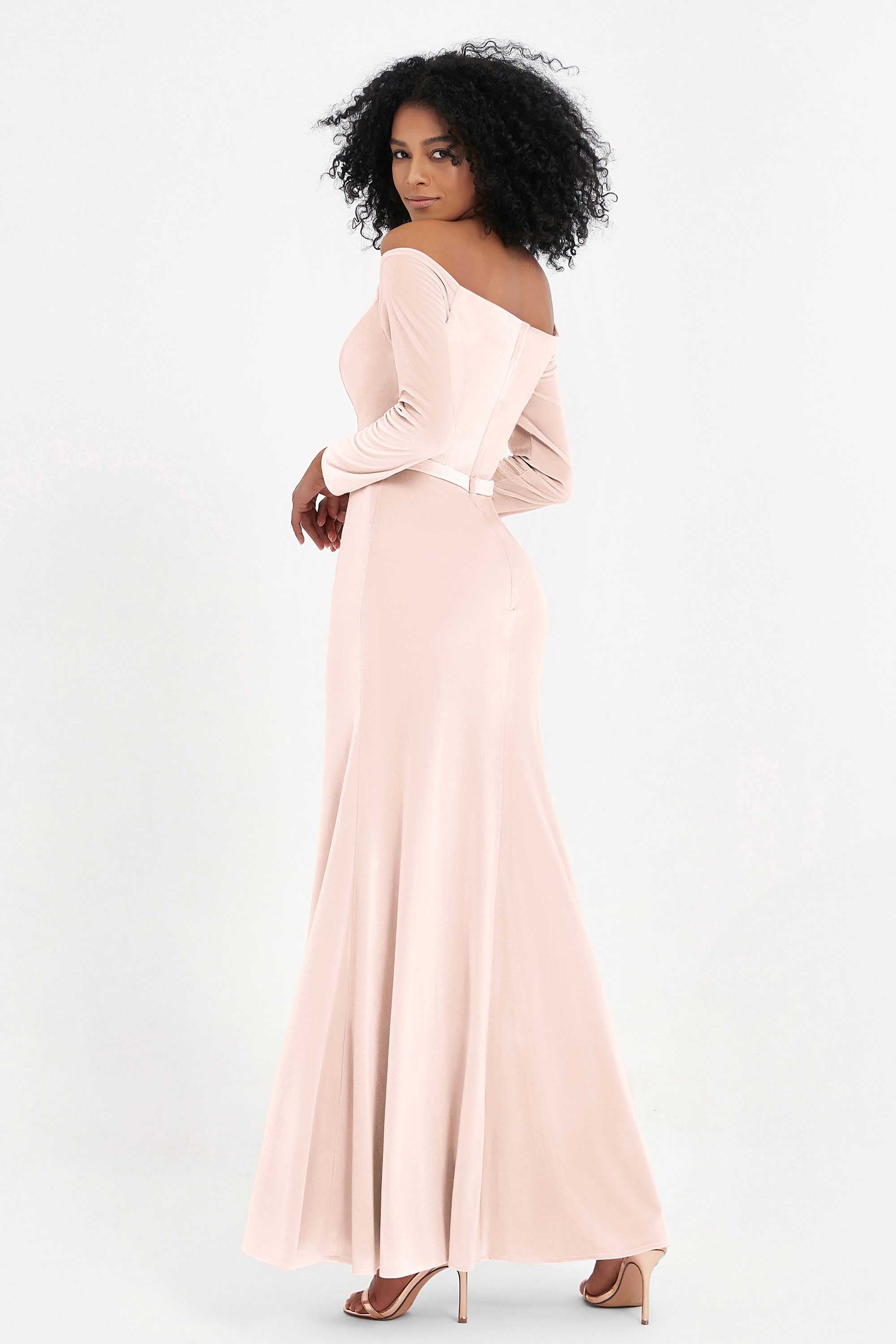 Off the Shoulder Velvet Formal Evening Dresses with Sash Long Prom Party Gowns