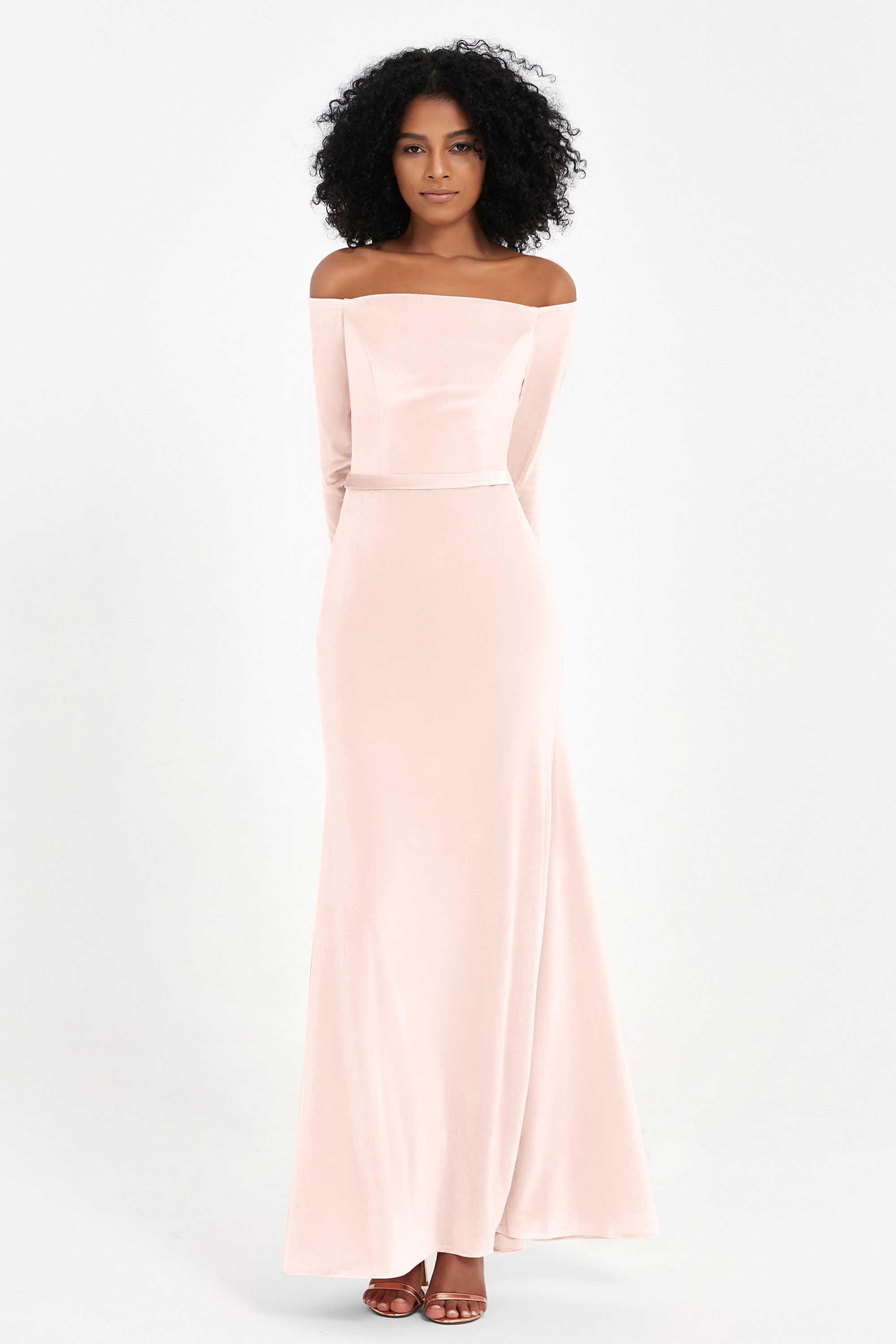 Off the Shoulder Velvet Formal Evening Dresses with Sash Long Prom Party Gowns