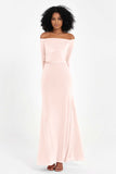 Off the Shoulder Velvet Formal Evening Dresses with Sash Long Prom Party Gowns