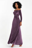 Off the Shoulder Velvet Formal Evening Dresses with Sash Long Prom Party Gowns
