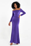 Off the Shoulder Velvet Formal Evening Dresses with Sash Long Prom Party Gowns