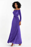 Off the Shoulder Velvet Formal Evening Dresses with Sash Long Prom Party Gowns