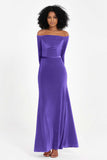 Off the Shoulder Velvet Formal Evening Dresses with Sash Long Prom Party Gowns