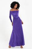 Off the Shoulder Velvet Formal Evening Dresses with Sash Long Prom Party Gowns