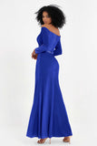 Off the Shoulder Velvet Formal Evening Dresses with Sash Long Prom Party Gowns