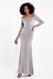 Off the Shoulder Velvet Formal Evening Dresses with Sash Long Prom Party Gowns