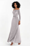 Off the Shoulder Velvet Formal Evening Dresses with Sash Long Prom Party Gowns