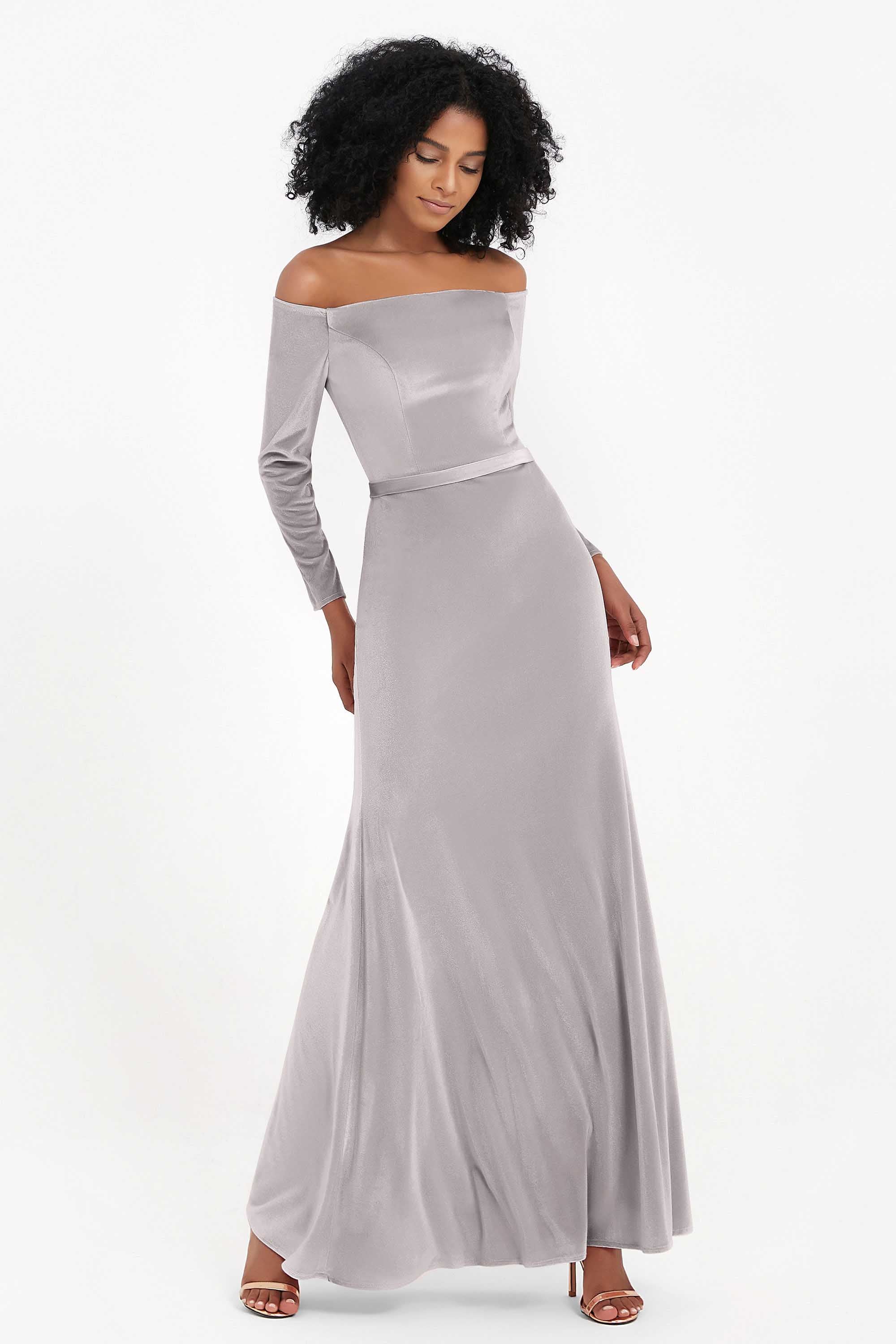 Off the Shoulder Velvet Formal Evening Dresses with Sash Long Prom Party Gowns