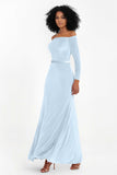 Off the Shoulder Velvet Formal Evening Dresses with Sash Long Prom Party Gowns