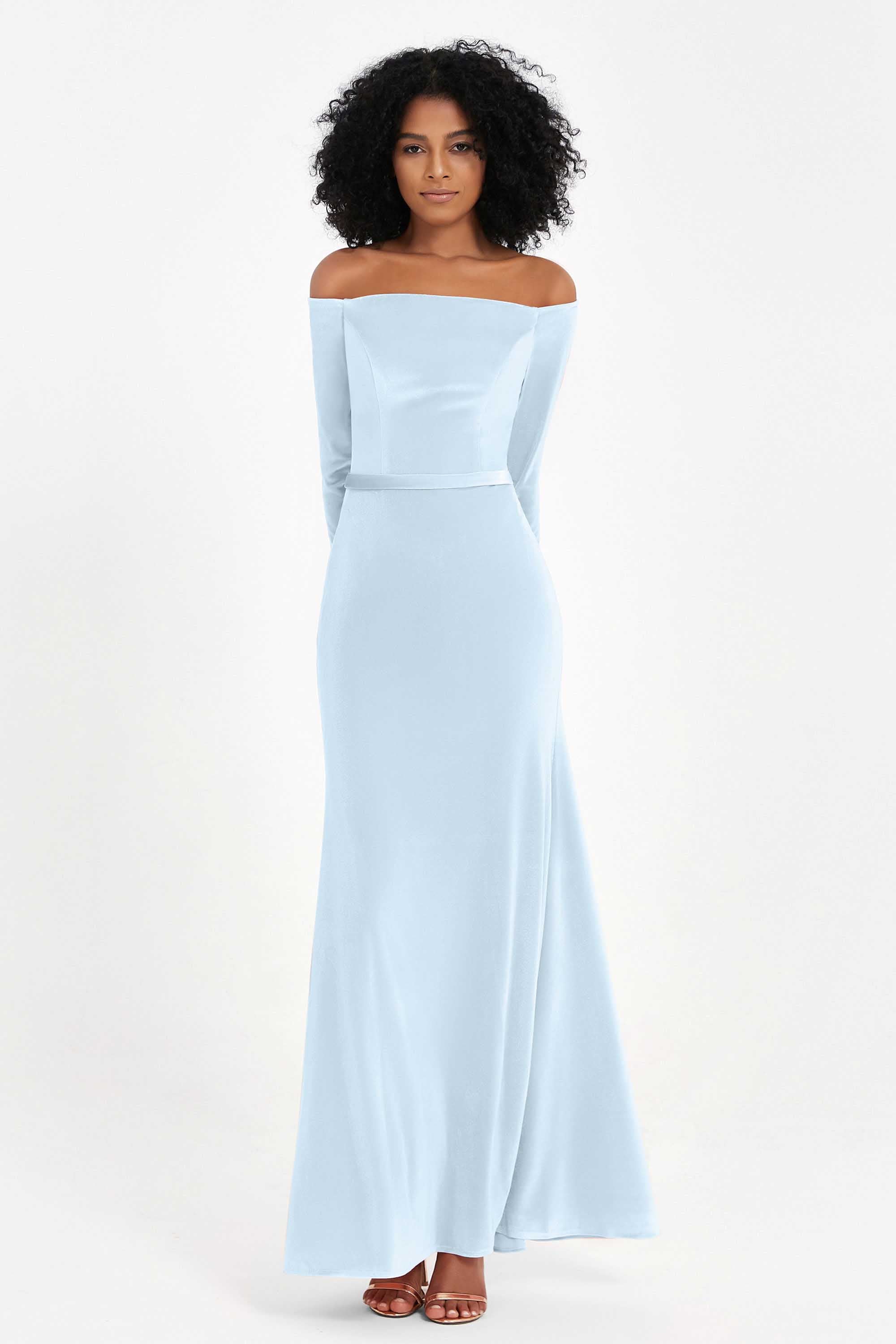 Off the Shoulder Velvet Formal Evening Dresses with Sash Long Prom Party Gowns