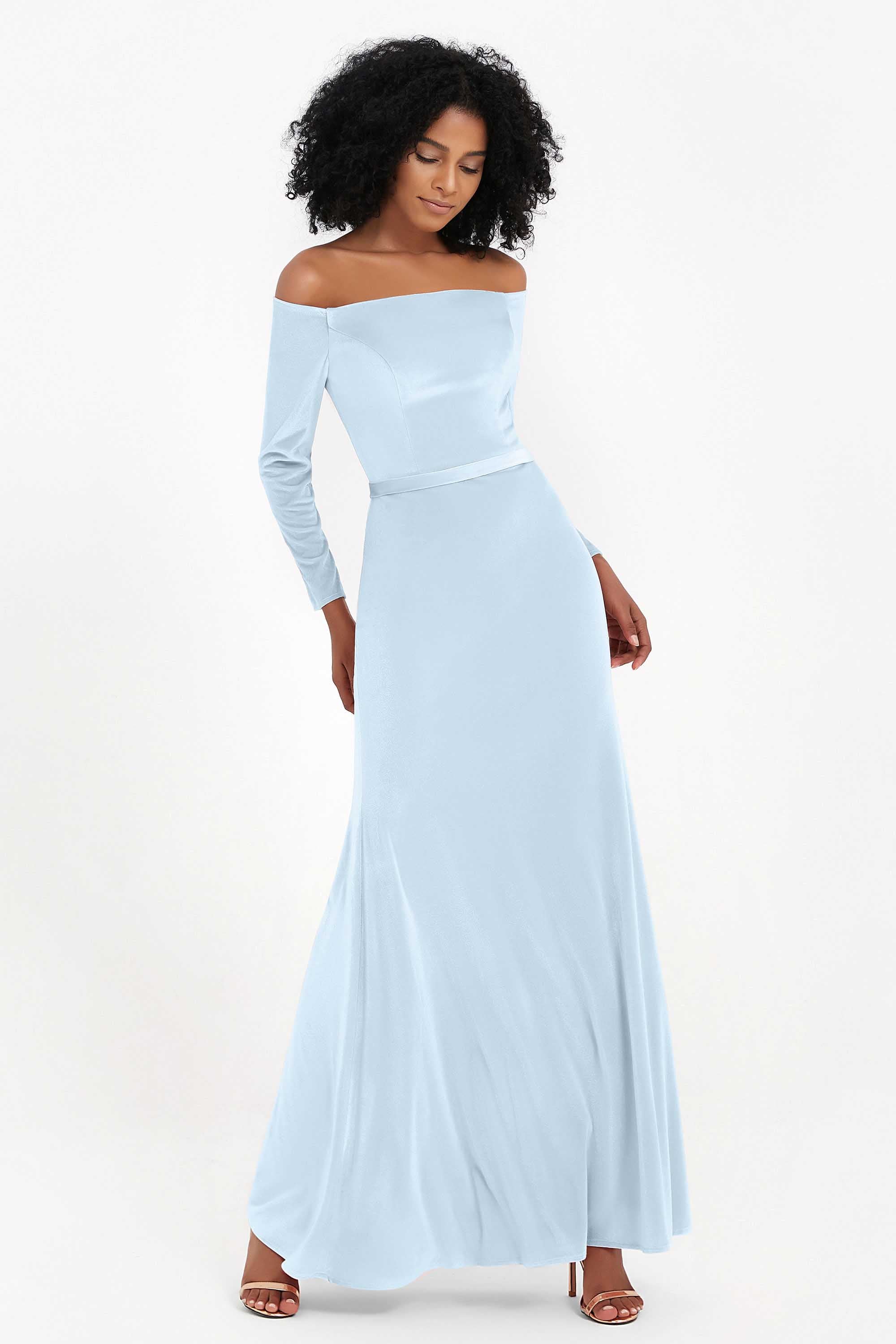 Off the Shoulder Velvet Formal Evening Dresses with Sash Long Prom Party Gowns