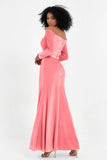 Off the Shoulder Velvet Formal Evening Dresses with Sash Long Prom Party Gowns