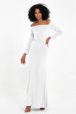Off the Shoulder Velvet Formal Evening Dresses with Sash Long Prom Party Gowns