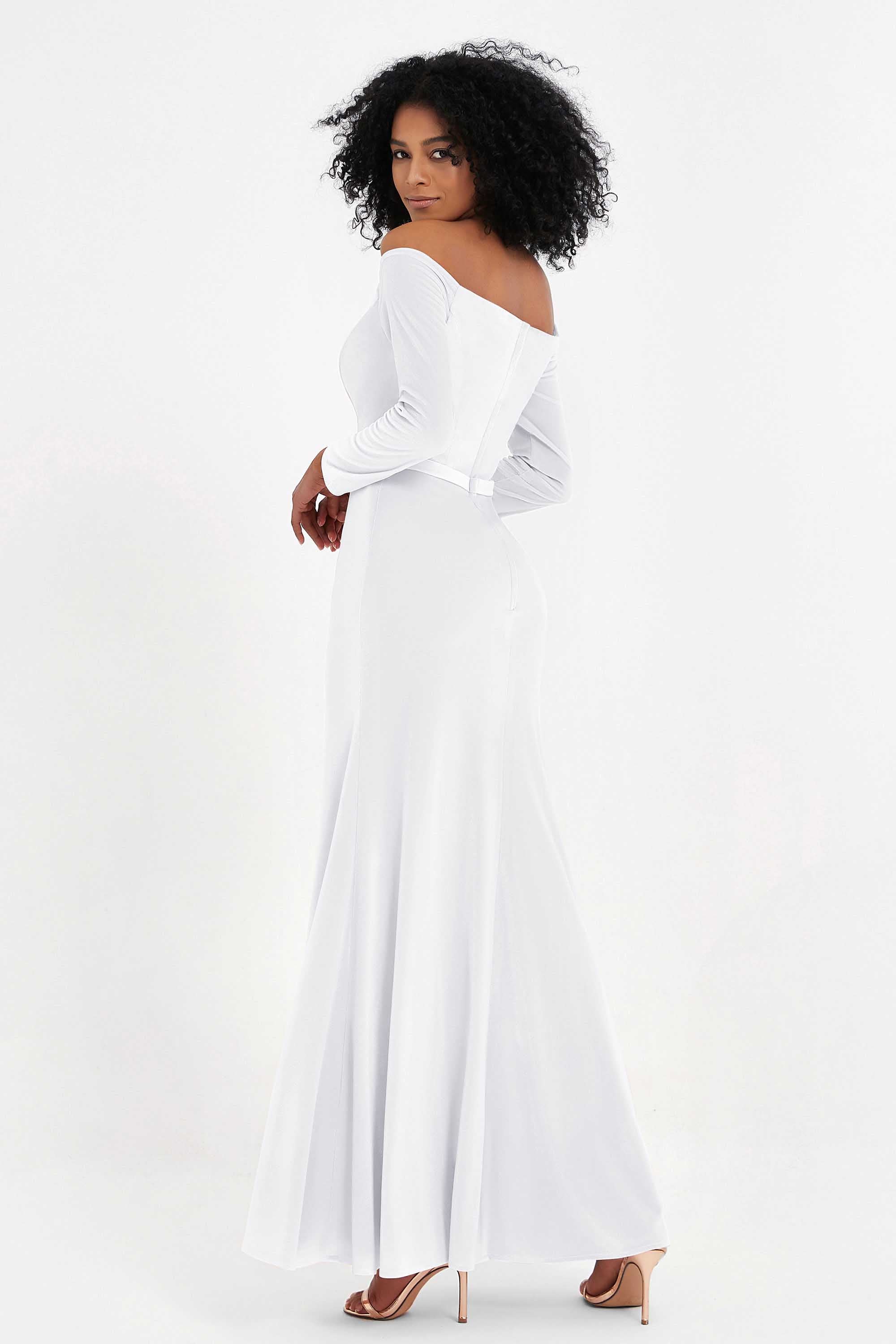 Off the Shoulder Velvet Formal Evening Dresses with Sash Long Prom Party Gowns