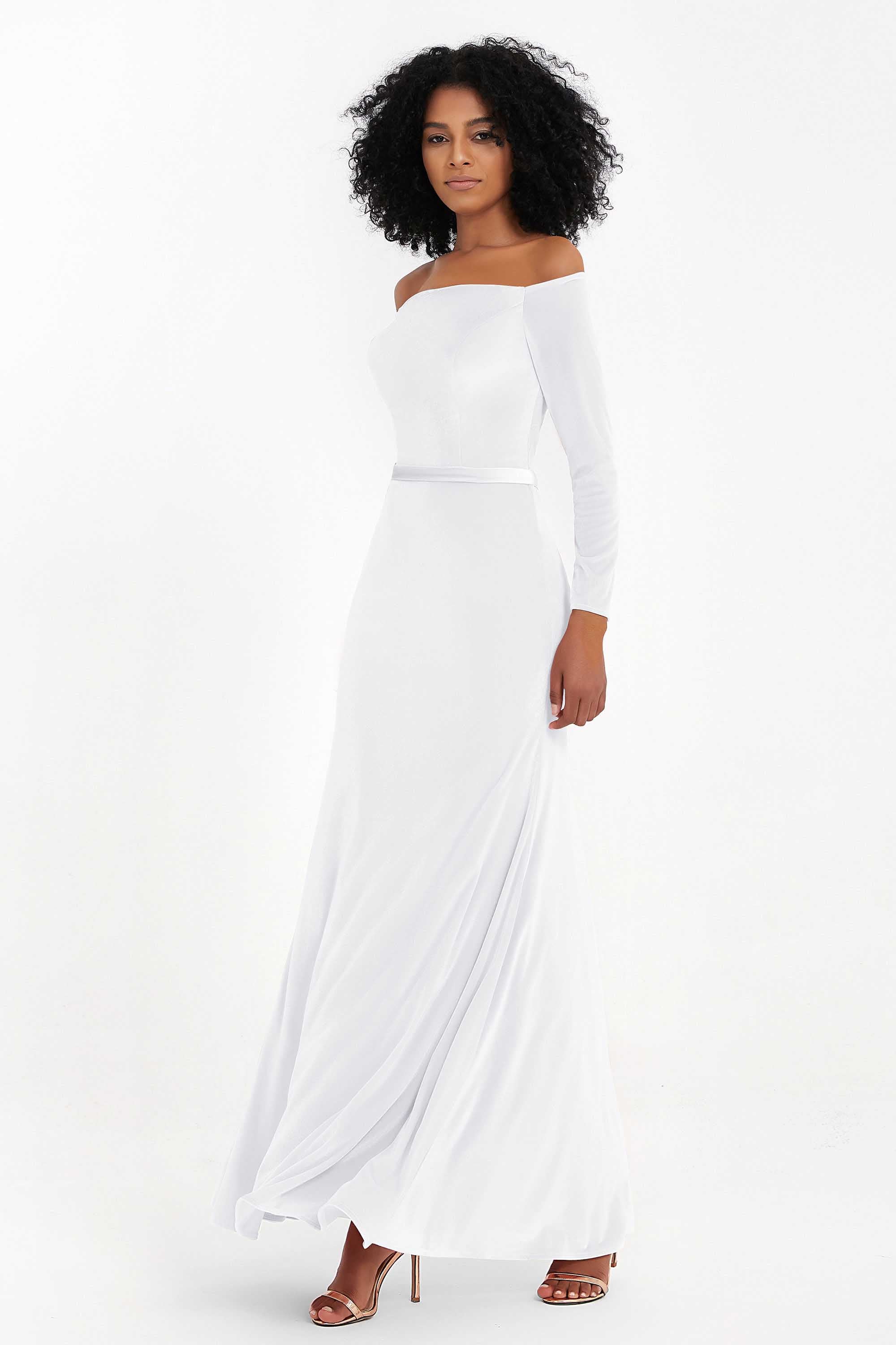 Off the Shoulder Velvet Formal Evening Dresses with Sash Long Prom Party Gowns
