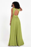 Modest Long Chiffon Bridesmaid Dress Sleeveless Pleated Ruched Formal Evening Dresses Gowns