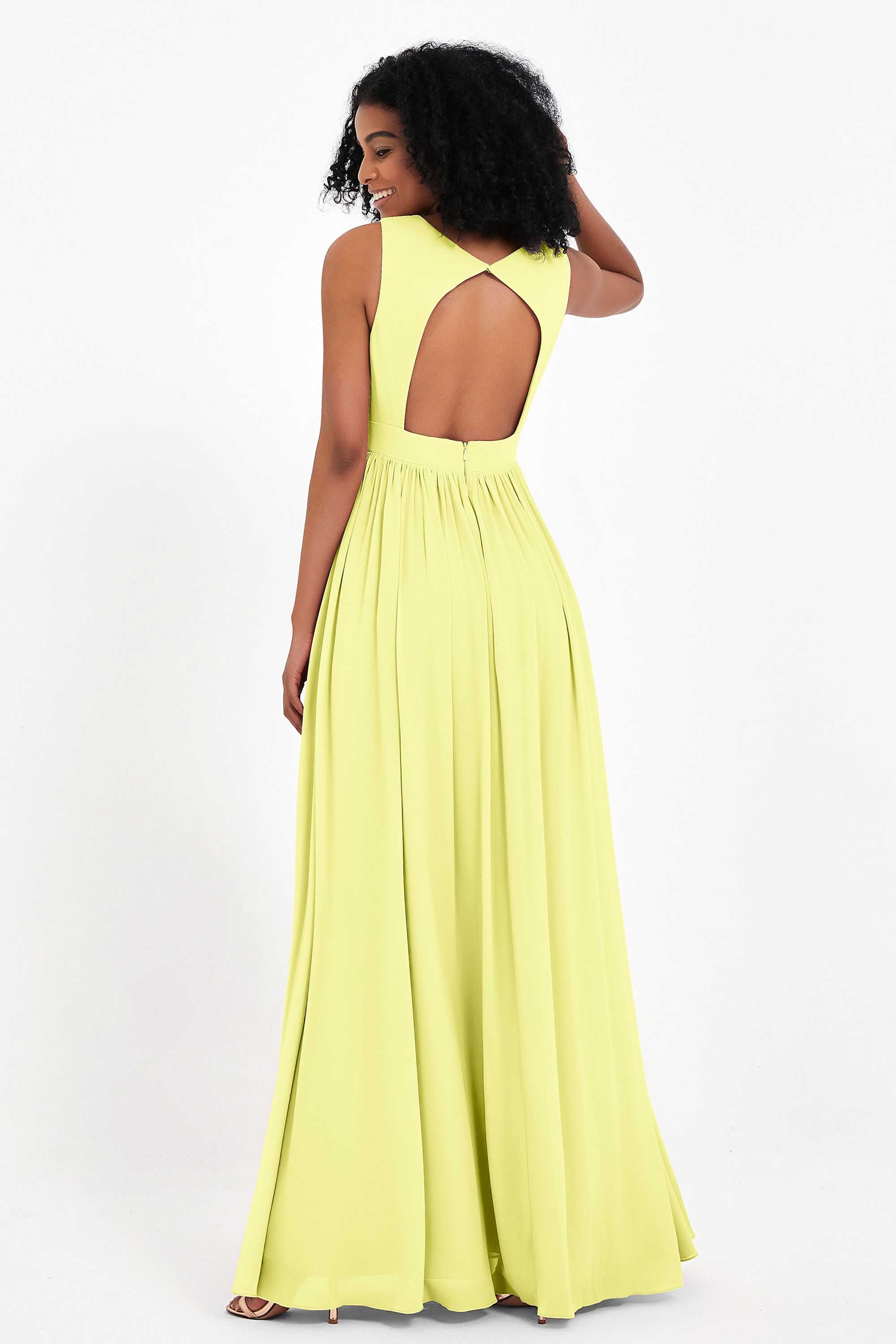 Modest Long Chiffon Bridesmaid Dress Sleeveless Pleated Ruched Formal Evening Dresses Gowns