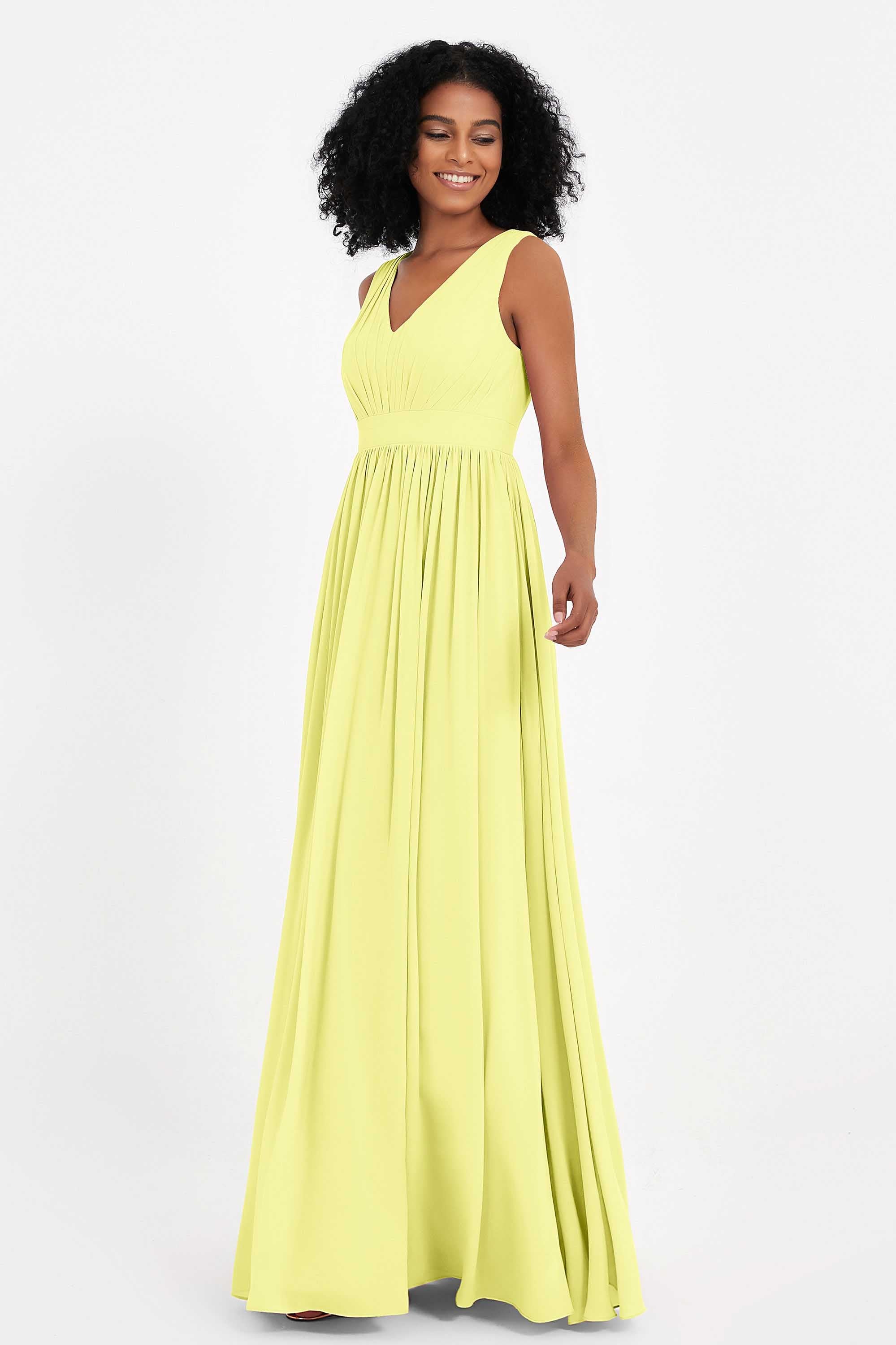 Modest Long Chiffon Bridesmaid Dress Sleeveless Pleated Ruched Formal Evening Dresses Gowns