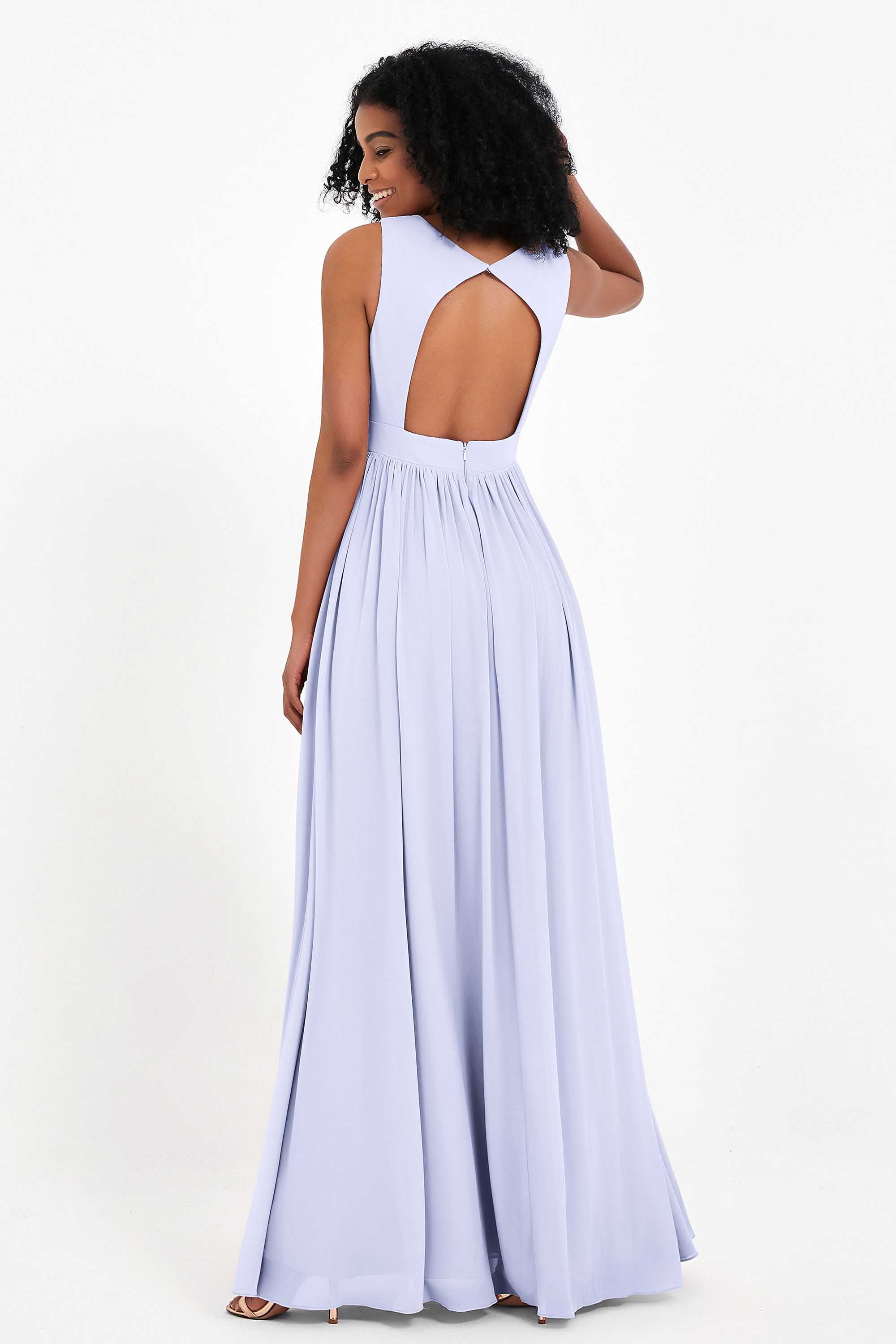 Modest Long Chiffon Bridesmaid Dress Sleeveless Pleated Ruched Formal Evening Dresses Gowns