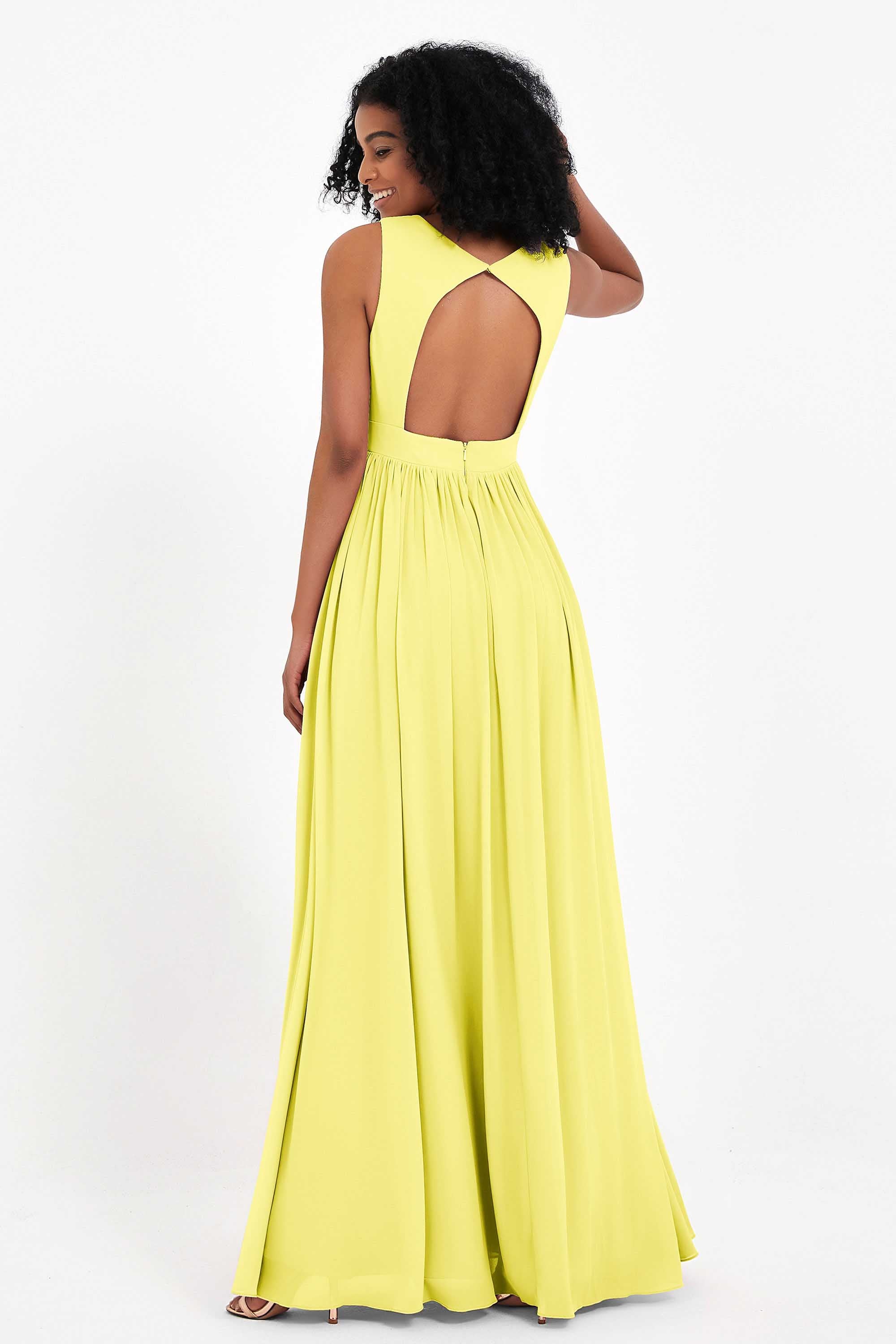 Modest Long Chiffon Bridesmaid Dress Sleeveless Pleated Ruched Formal Evening Dresses Gowns