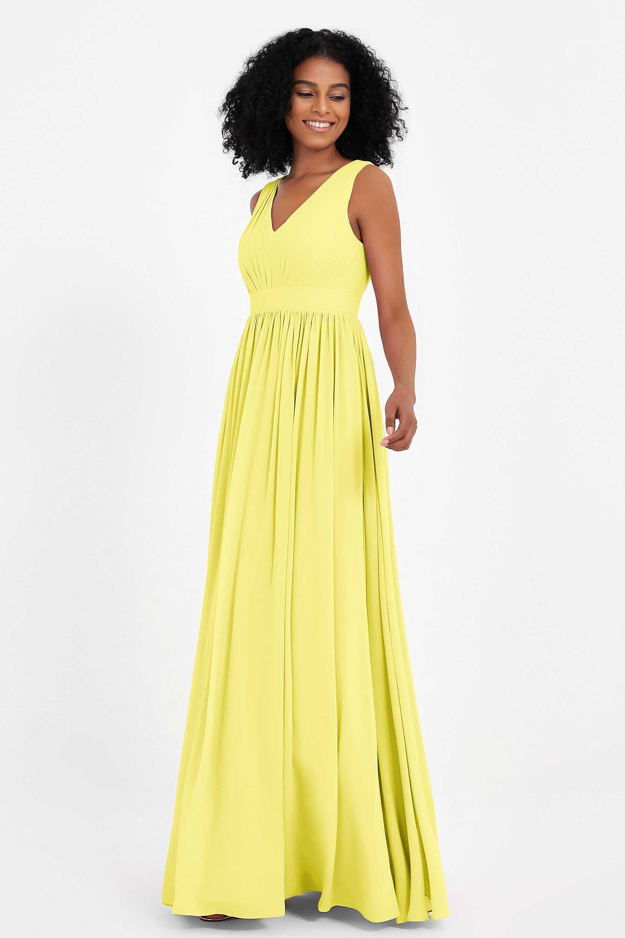 Modest Long Chiffon Bridesmaid Dress Sleeveless Pleated Ruched Formal Evening Dresses Gowns