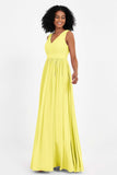 Modest Long Chiffon Bridesmaid Dress Sleeveless Pleated Ruched Formal Evening Dresses Gowns