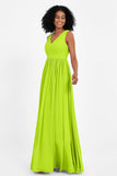 Modest Long Chiffon Bridesmaid Dress Sleeveless Pleated Ruched Formal Evening Dresses Gowns