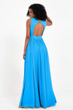 Modest Long Chiffon Bridesmaid Dress Sleeveless Pleated Ruched Formal Evening Dresses Gowns