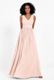 Modest Long Chiffon Bridesmaid Dress Sleeveless Pleated Ruched Formal Evening Dresses Gowns