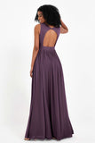 Modest Long Chiffon Bridesmaid Dress Sleeveless Pleated Ruched Formal Evening Dresses Gowns