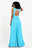 Modest Long Chiffon Bridesmaid Dress Sleeveless Pleated Ruched Formal Evening Dresses Gowns