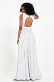 Modest Long Chiffon Bridesmaid Dress Sleeveless Pleated Ruched Formal Evening Dresses Gowns