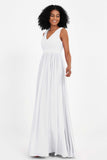 Modest Long Chiffon Bridesmaid Dress Sleeveless Pleated Ruched Formal Evening Dresses Gowns