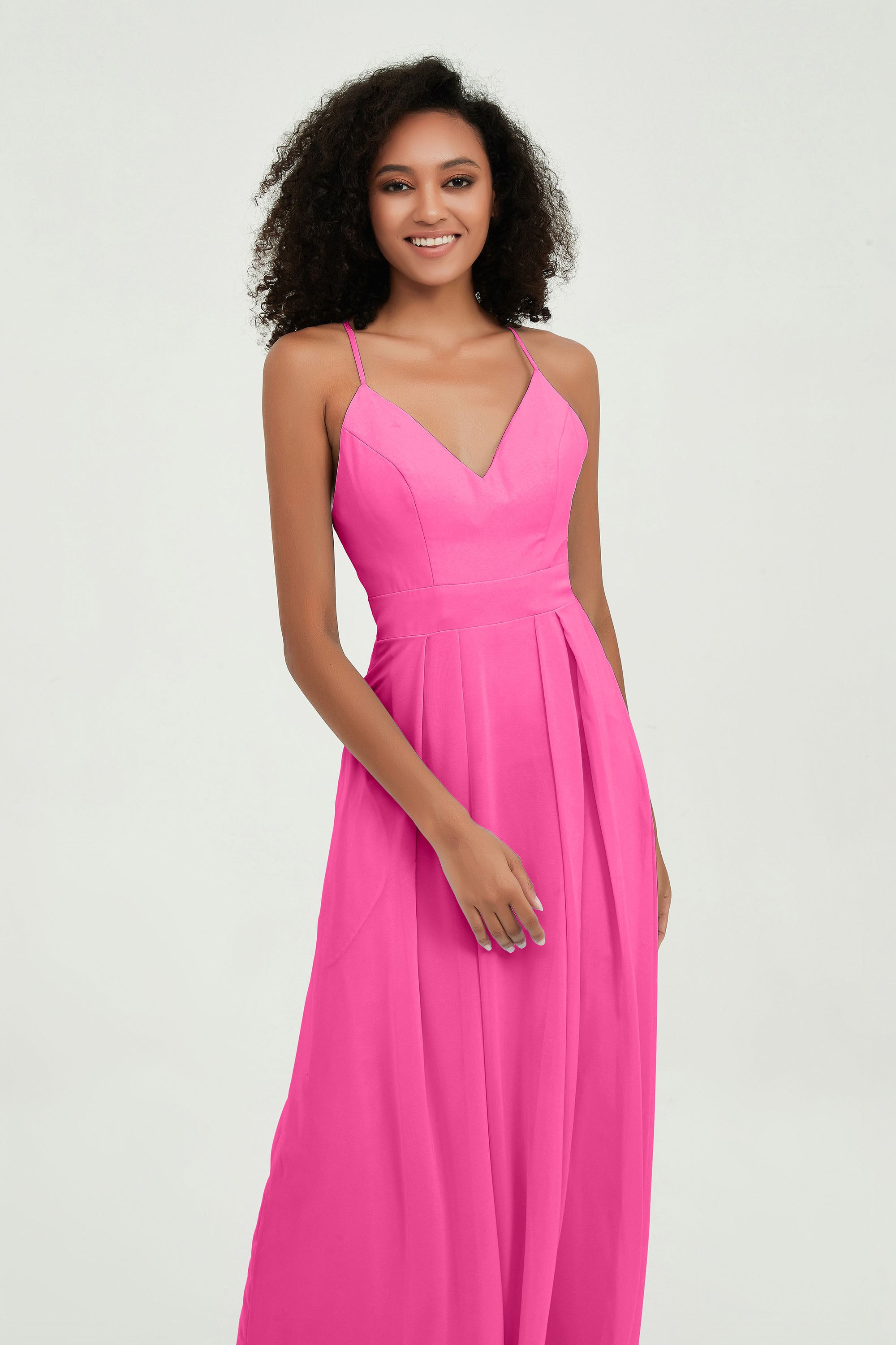 Criss Cross Straps Chiffon Bridesmaid Dress Spaghetti Straps Formal Evening Dresses Gowns