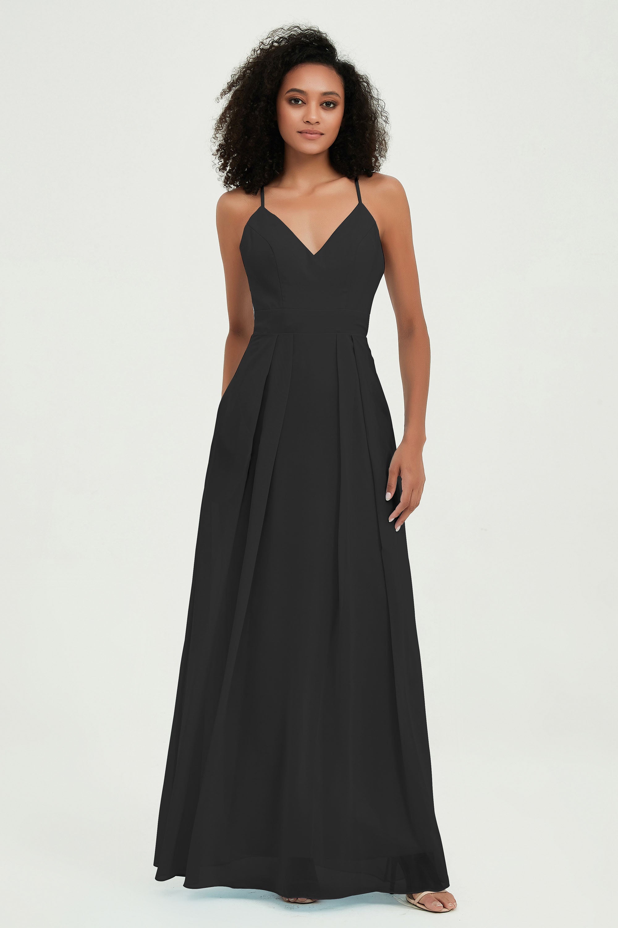 Criss Cross Straps Chiffon Bridesmaid Dress Spaghetti Straps Formal Evening Dresses Gowns