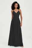 Criss Cross Straps Chiffon Bridesmaid Dress Spaghetti Straps Formal Evening Dresses Gowns