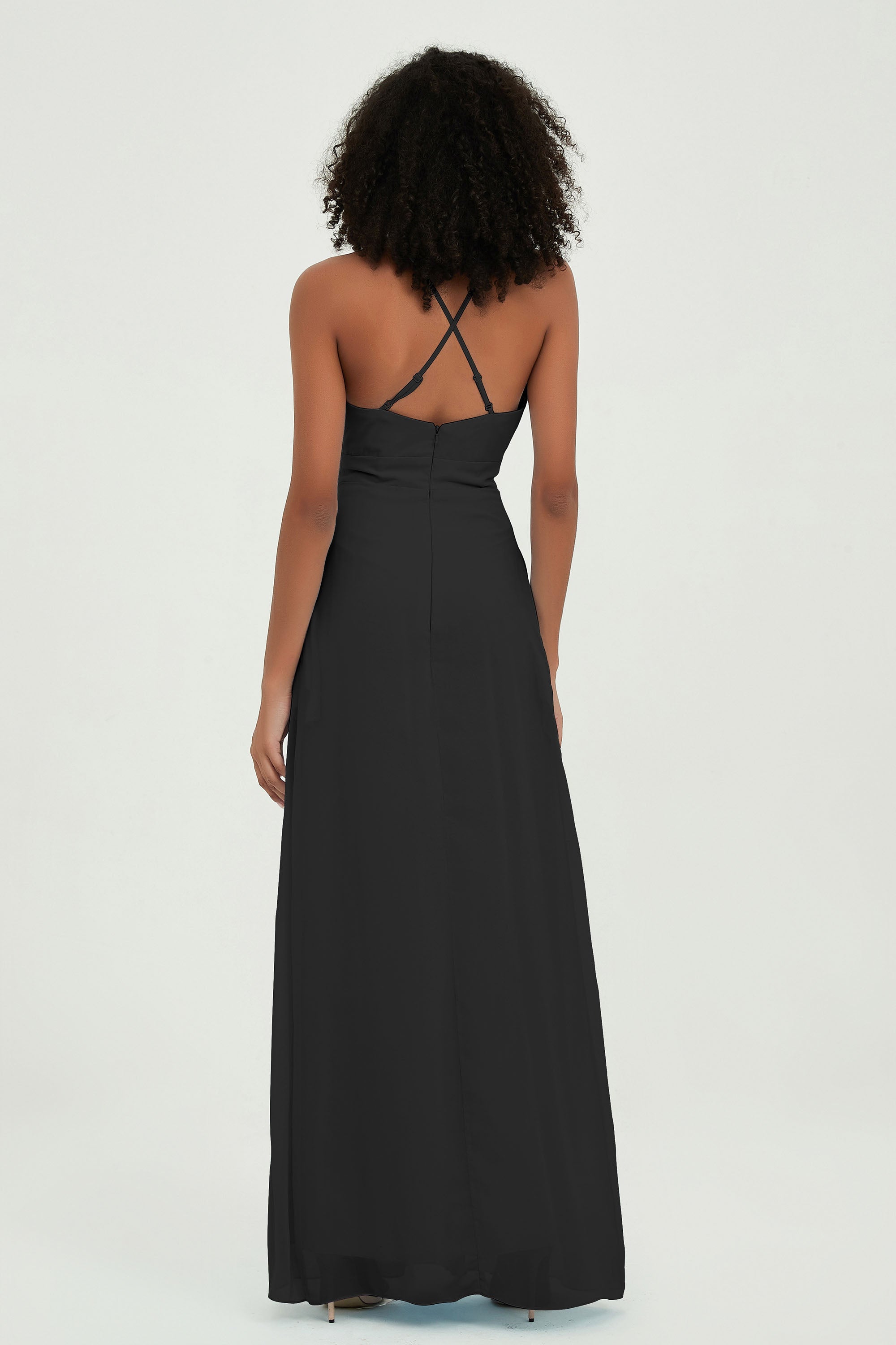 Criss Cross Straps Chiffon Bridesmaid Dress Spaghetti Straps Formal Evening Dresses Gowns