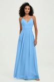 Criss Cross Straps Chiffon Bridesmaid Dress Spaghetti Straps Formal Evening Dresses Gowns