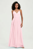 Criss Cross Straps Chiffon Bridesmaid Dress Spaghetti Straps Formal Evening Dresses Gowns
