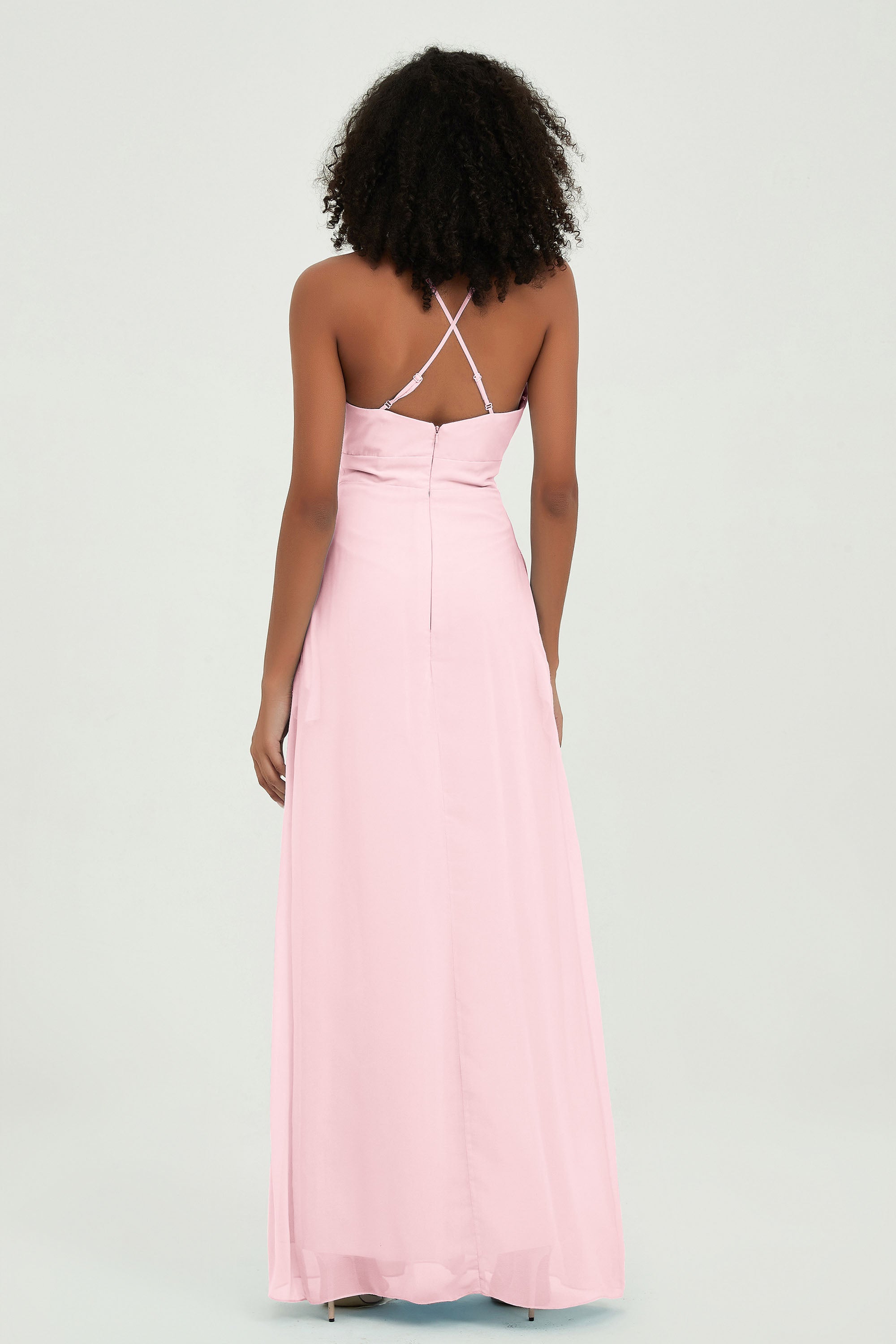 Criss Cross Straps Chiffon Bridesmaid Dress Spaghetti Straps Formal Evening Dresses Gowns