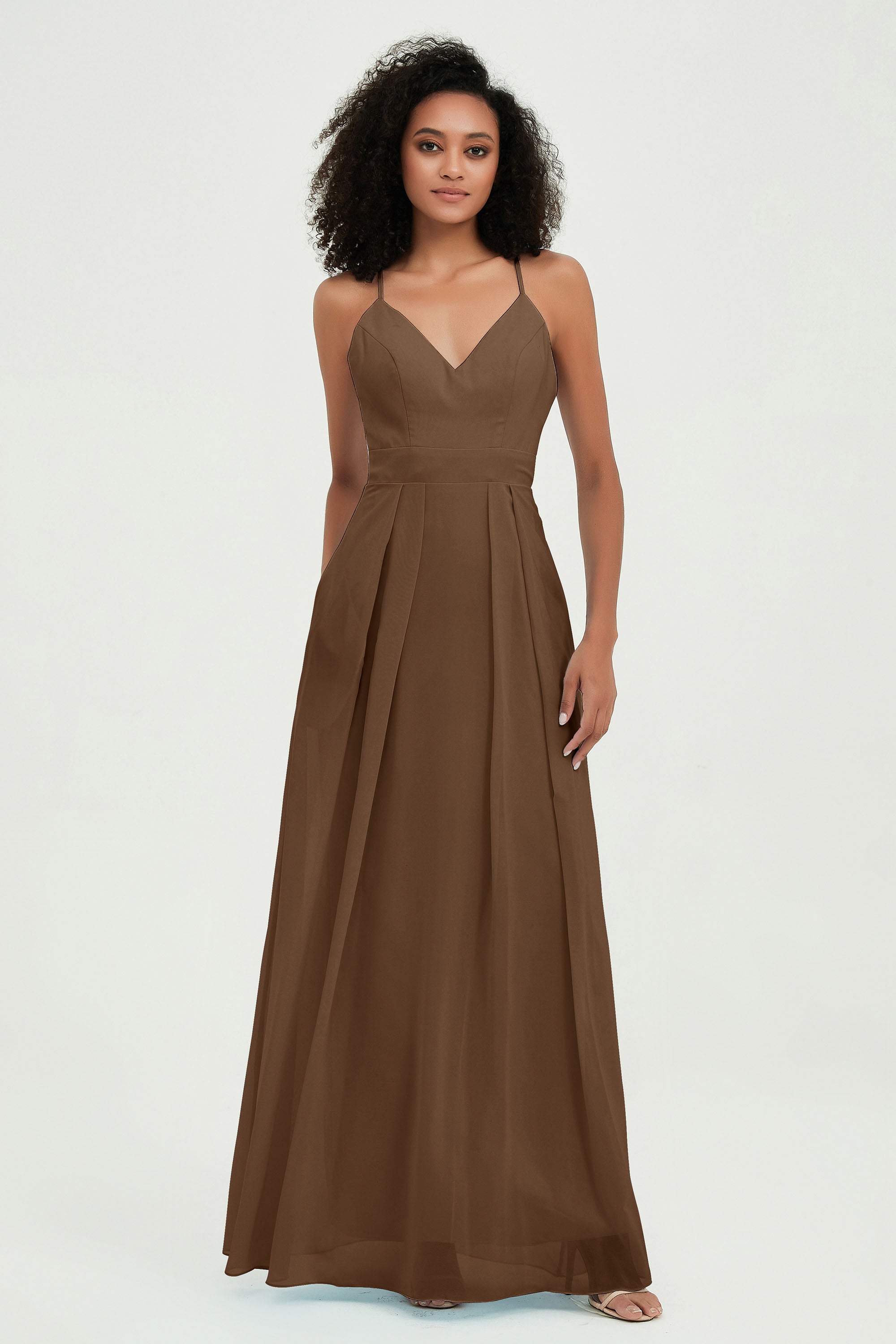 Criss Cross Straps Chiffon Bridesmaid Dress Spaghetti Straps Formal Evening Dresses Gowns