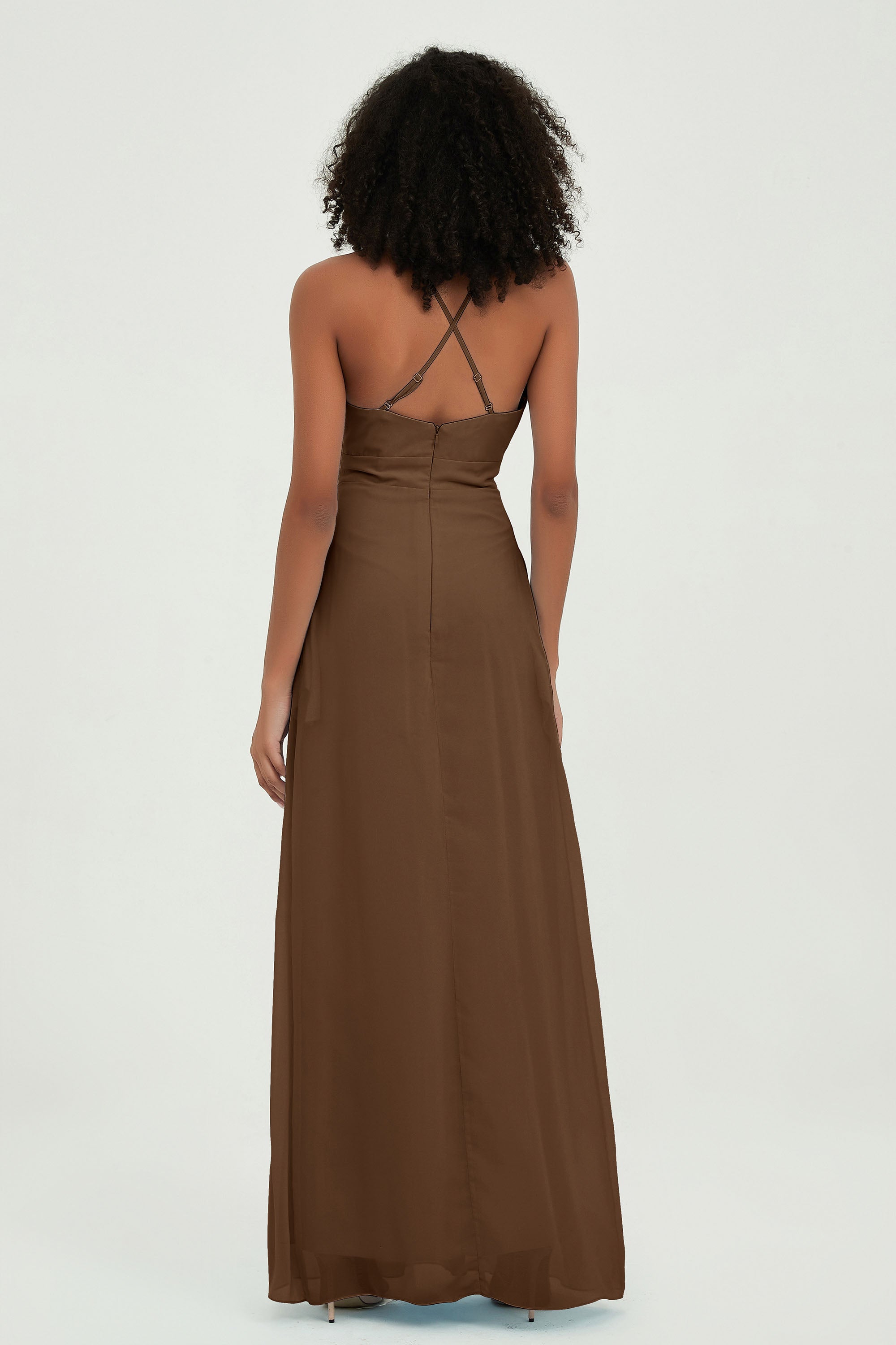 Criss Cross Straps Chiffon Bridesmaid Dress Spaghetti Straps Formal Evening Dresses Gowns