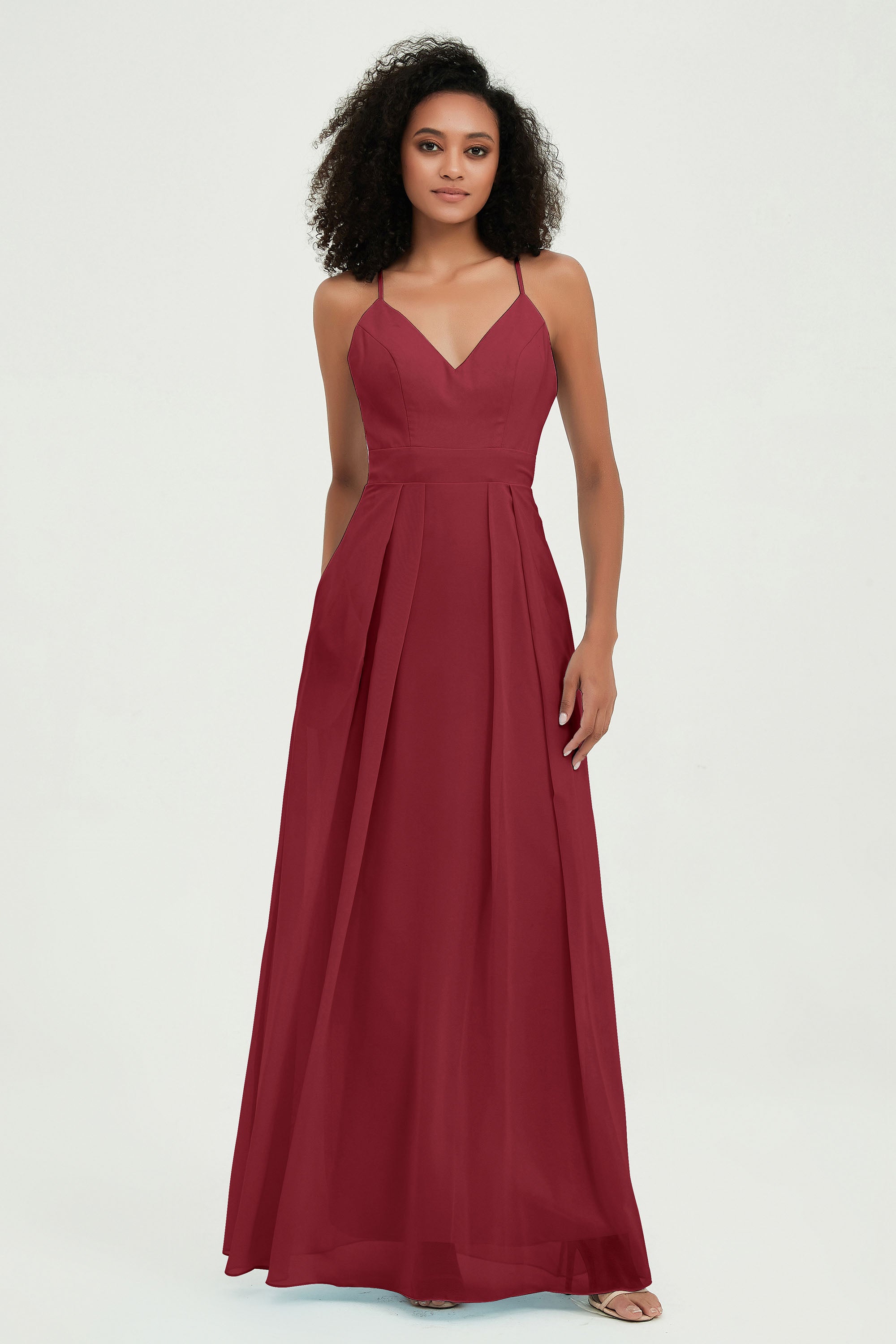 Criss Cross Straps Chiffon Bridesmaid Dress Spaghetti Straps Formal Evening Dresses Gowns