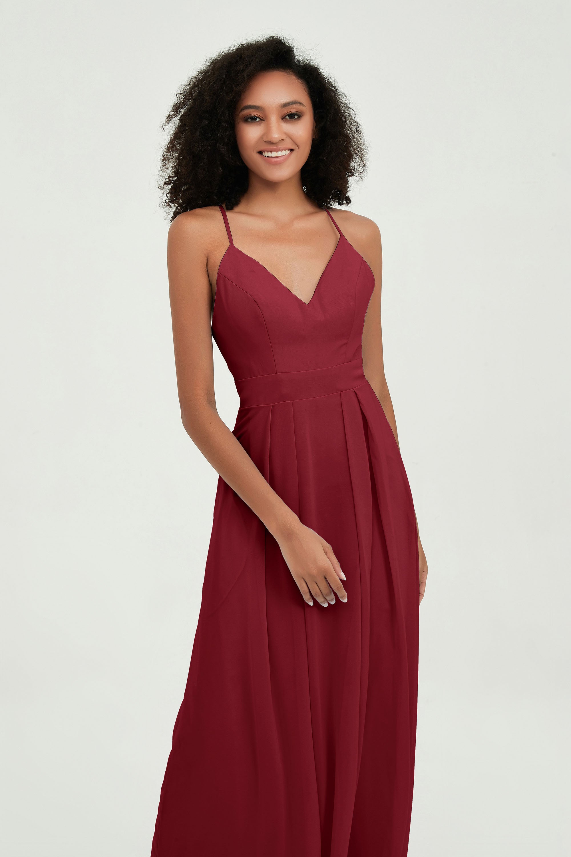Criss Cross Straps Chiffon Bridesmaid Dress Spaghetti Straps Formal Evening Dresses Gowns