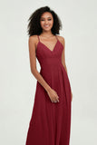Criss Cross Straps Chiffon Bridesmaid Dress Spaghetti Straps Formal Evening Dresses Gowns