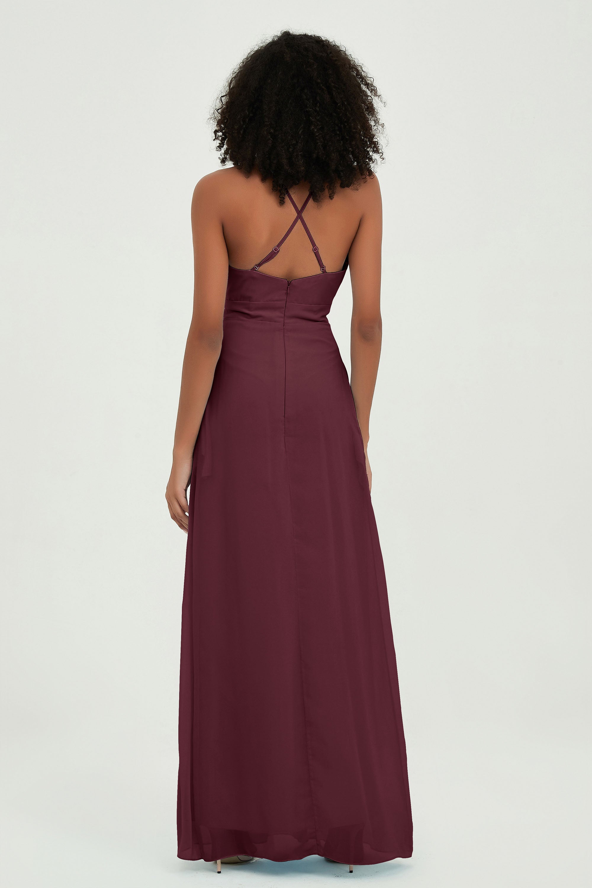 Criss Cross Straps Chiffon Bridesmaid Dress Spaghetti Straps Formal Evening Dresses Gowns