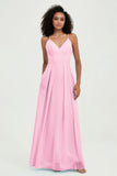 Criss Cross Straps Chiffon Bridesmaid Dress Spaghetti Straps Formal Evening Dresses Gowns