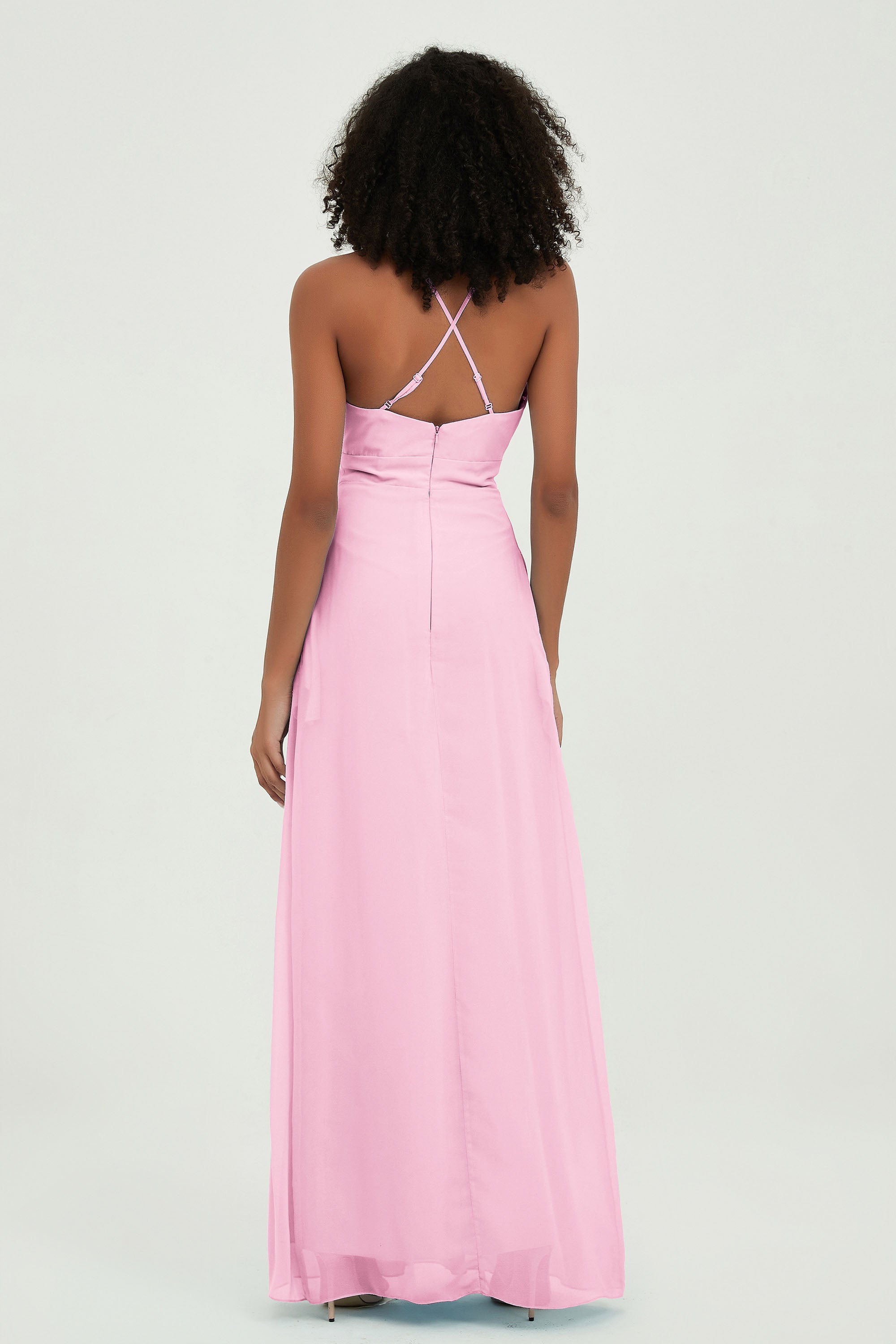Criss Cross Straps Chiffon Bridesmaid Dress Spaghetti Straps Formal Evening Dresses Gowns